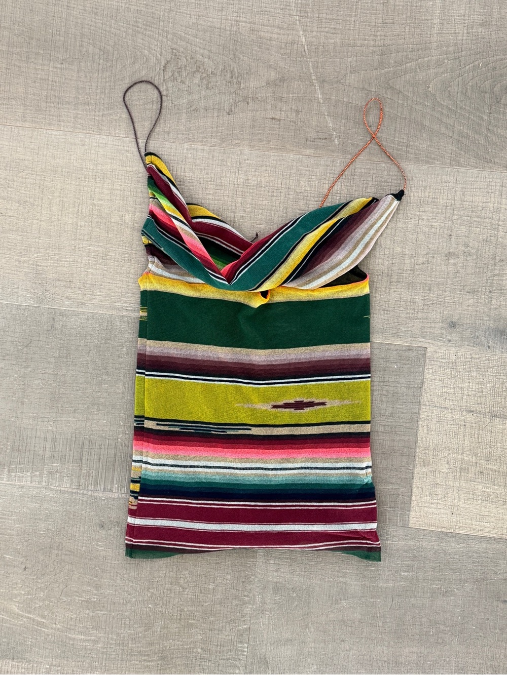 Jean Paul Gaultier Multicolor Striped Spaghetti Strap Cami - Green, Yellow, Pink